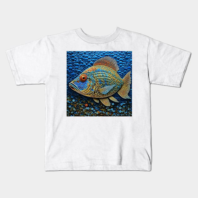 [AI Art] Fish in the sea, Optical Art Style Kids T-Shirt by Sissely